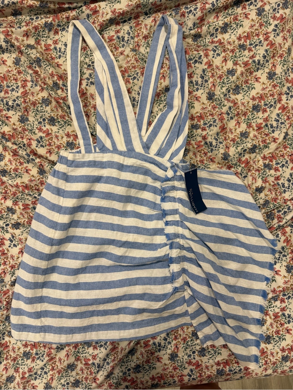 NWT Habitual Blue and White Striped Wrap Sundress for Kids